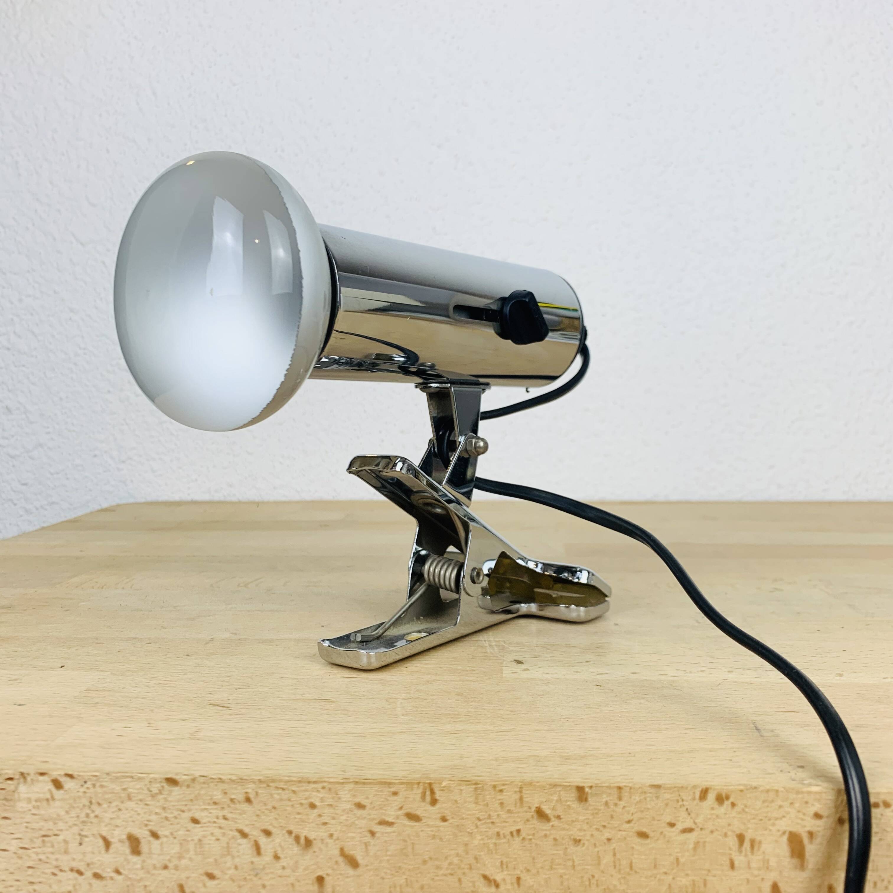 Targetti chrome metal spot light 70's, clamp lamp