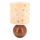 Lampe boule en bois, abat jour avec fleurs séchées