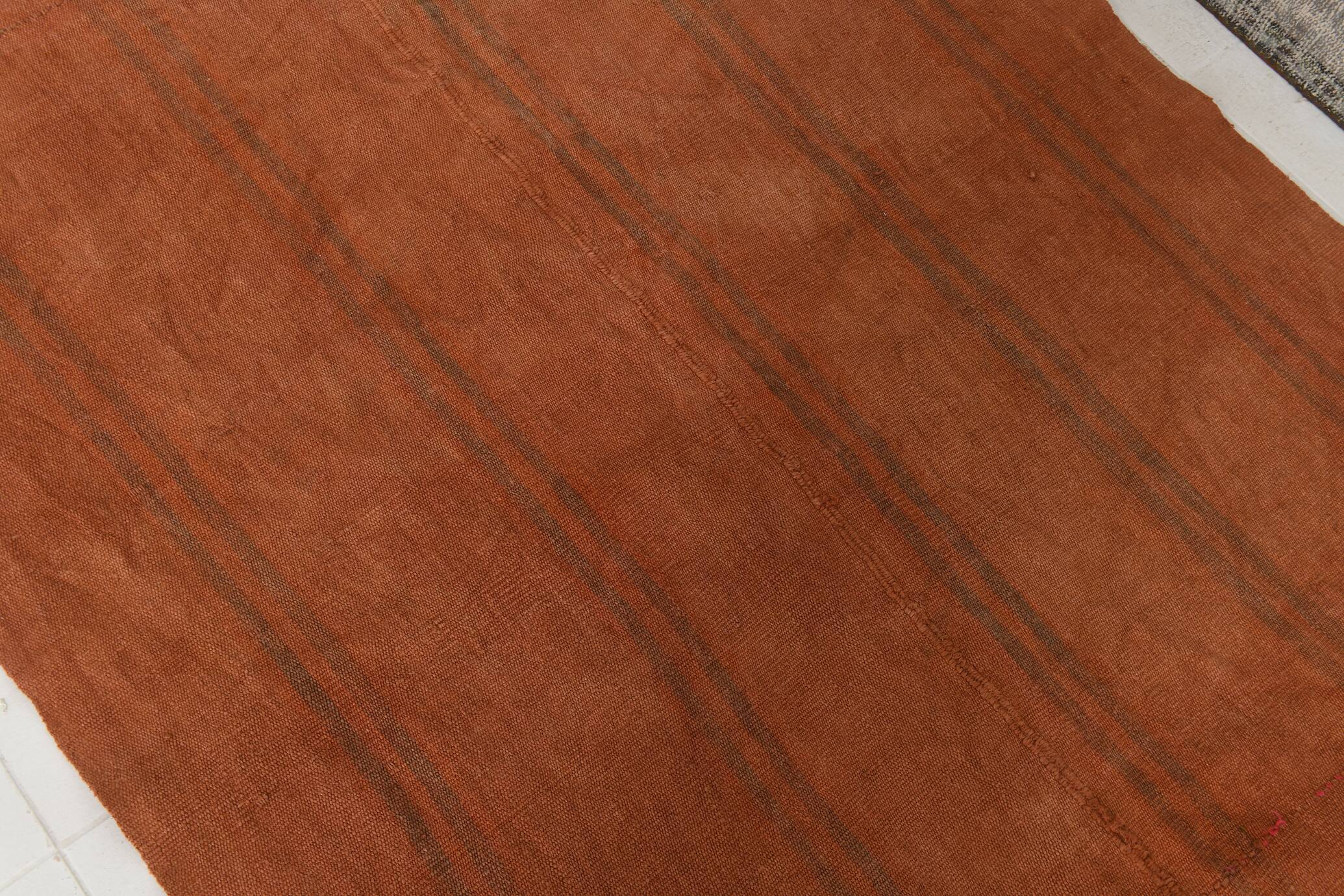 Terracotta Striped Modern Kilim Rug, 154x190Cm