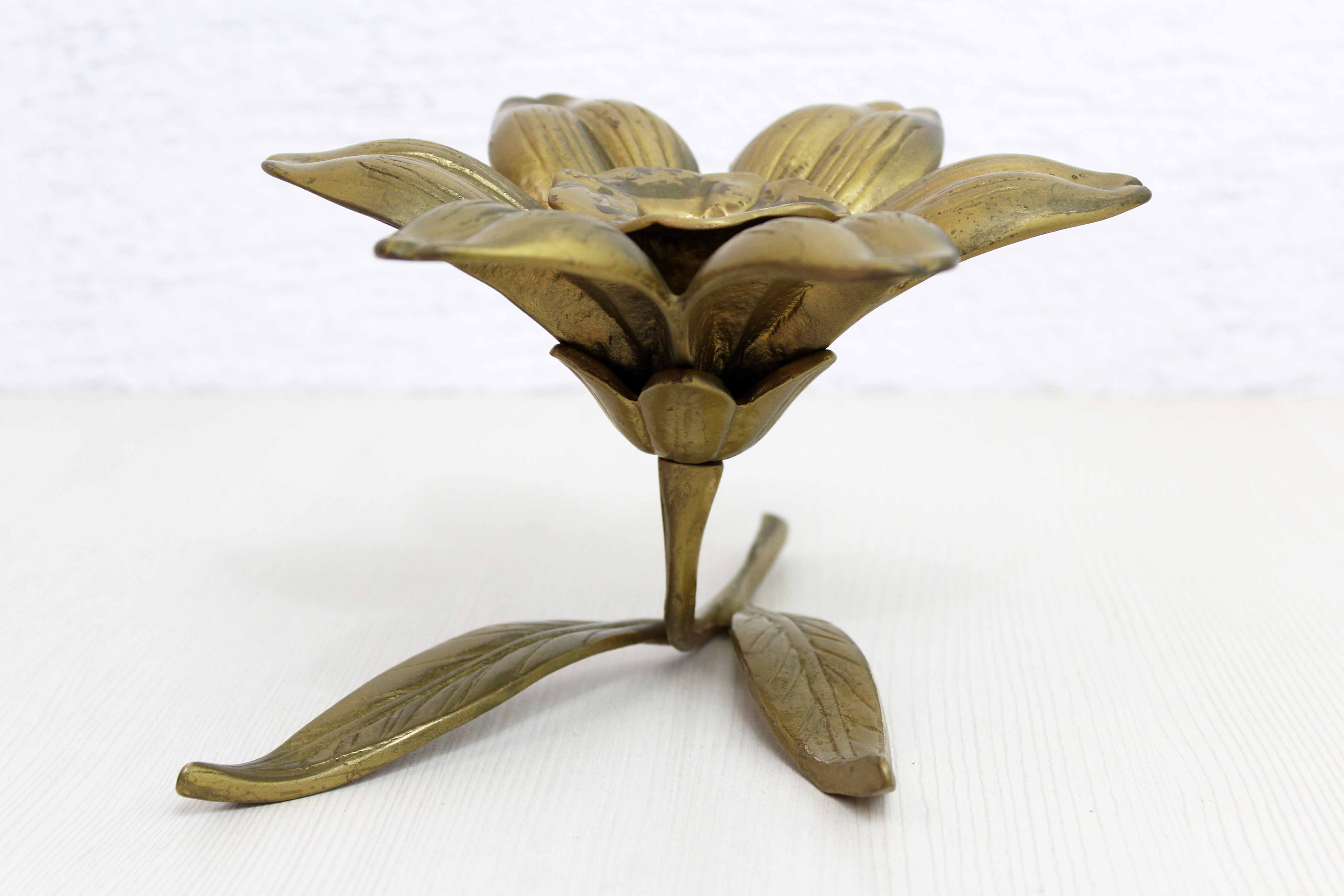 Brass flower candle holder