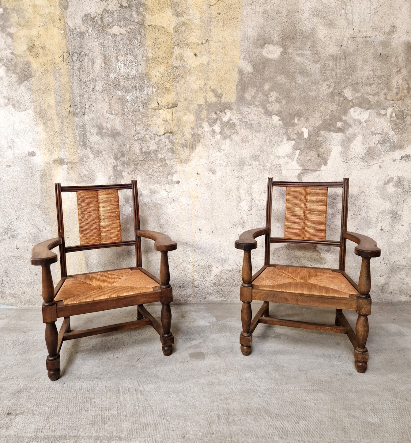 Pair of neo-Basque armchairs
