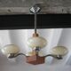 Art Deco suspension, 4-light chandelier with opaline globe, ceiling lamp.