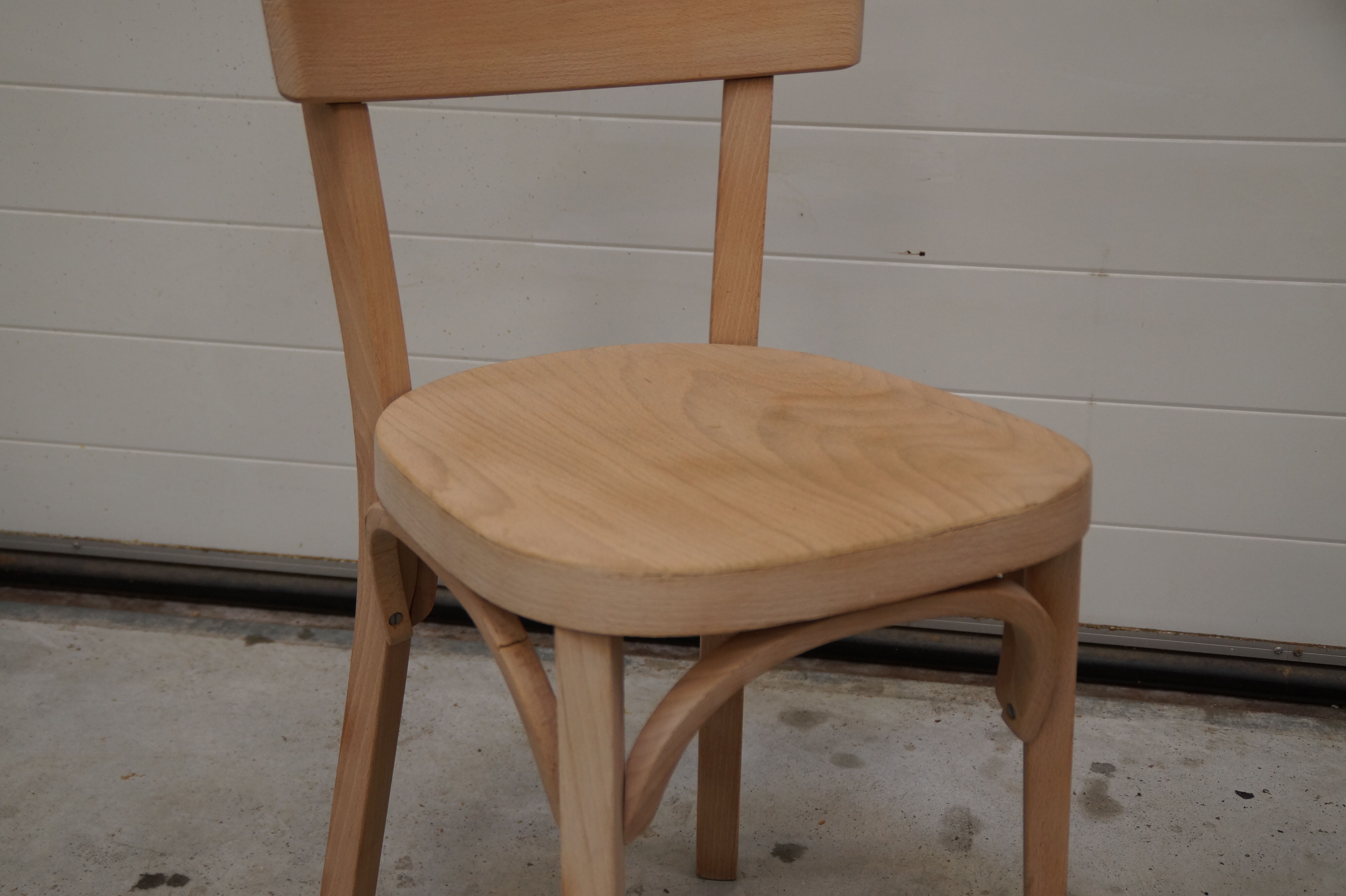 4 chaises baumann vintage en bois brut