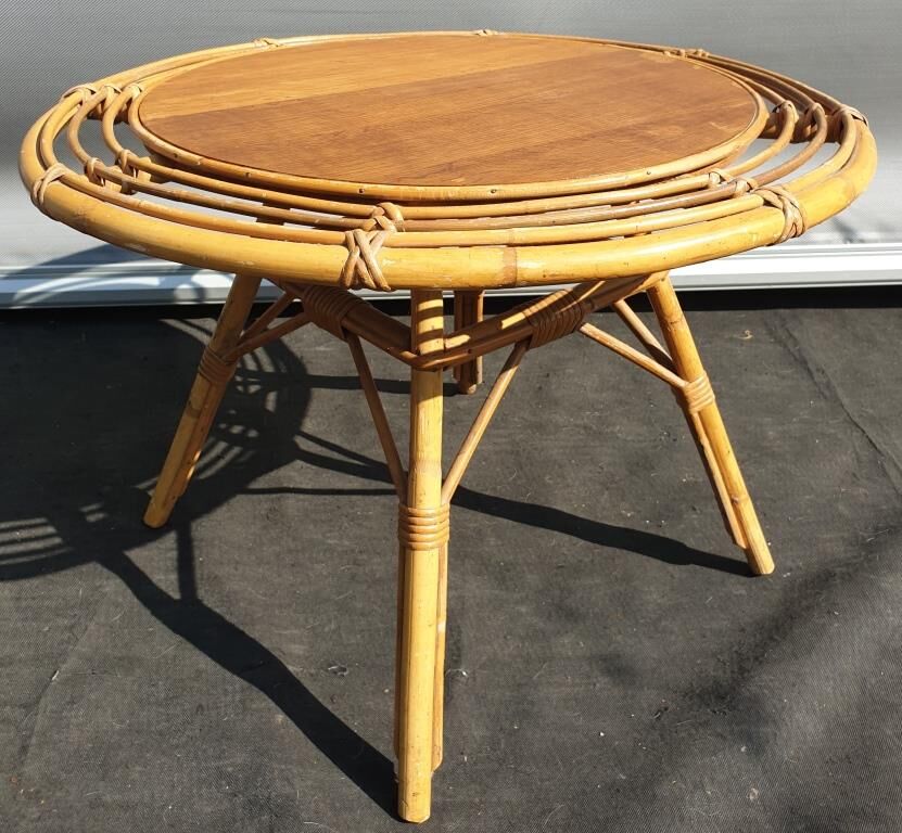 Bamboo and rattan side table