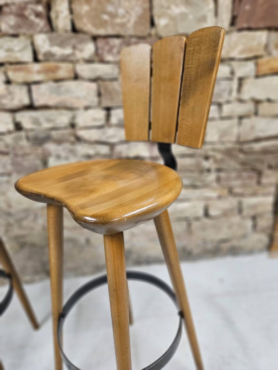 Lot de 3 tabourets de bar 1970 vintage