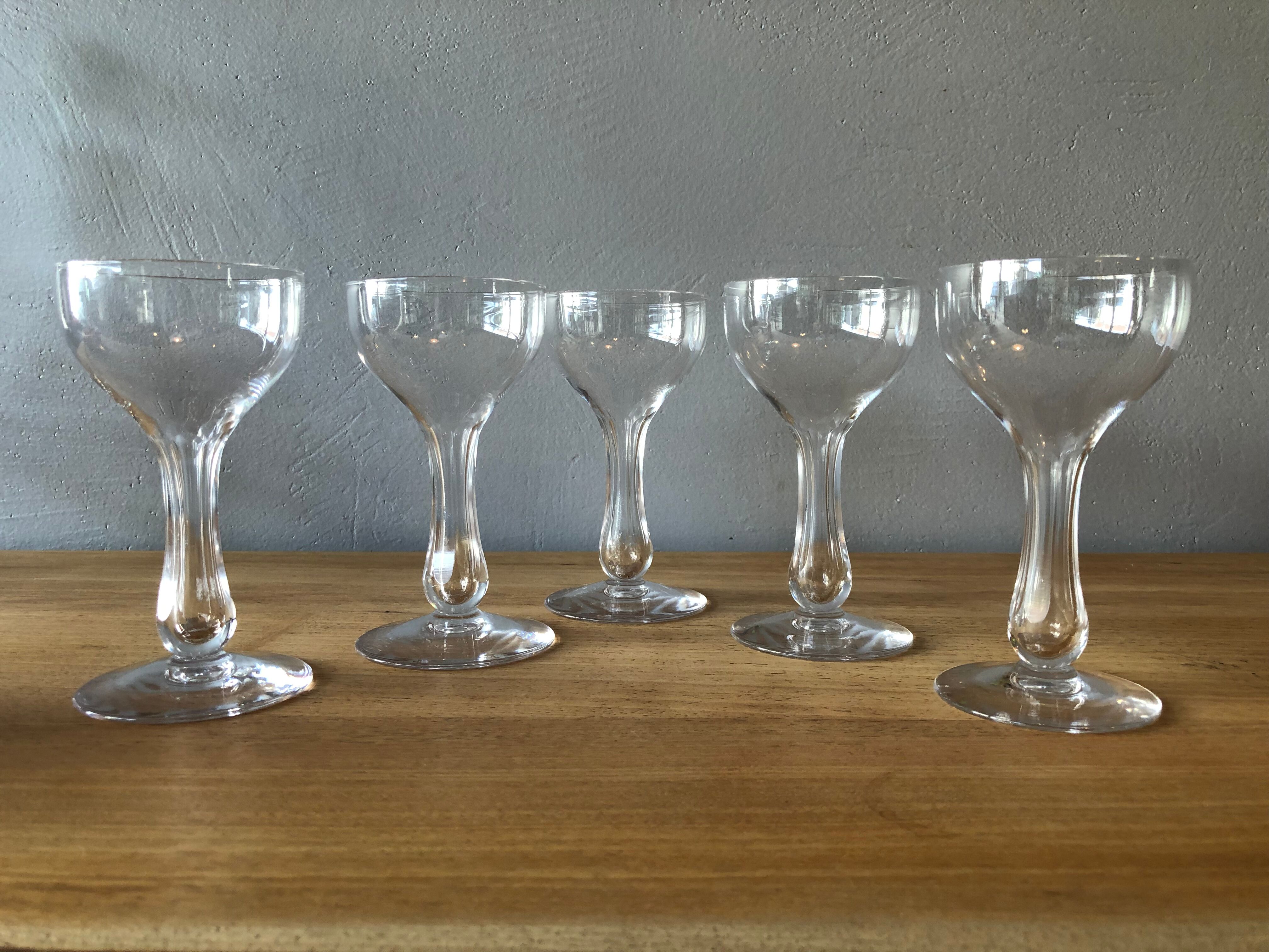 5 champagne flutes in Portieux crystal