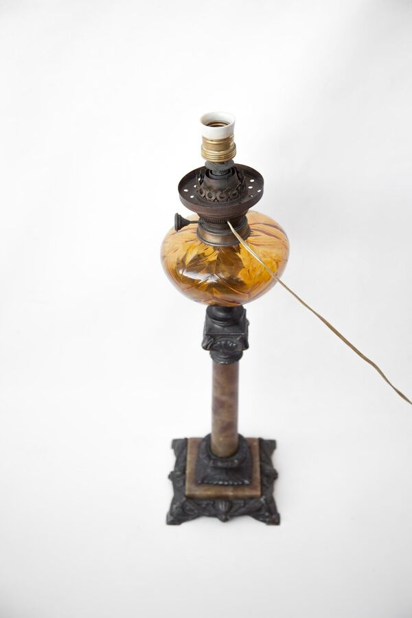 Lampe à pétrole stella brenner ancienne électrifiée, lampe à poser, déco intérieur