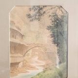 Golden stucco frame with pretty landscape
