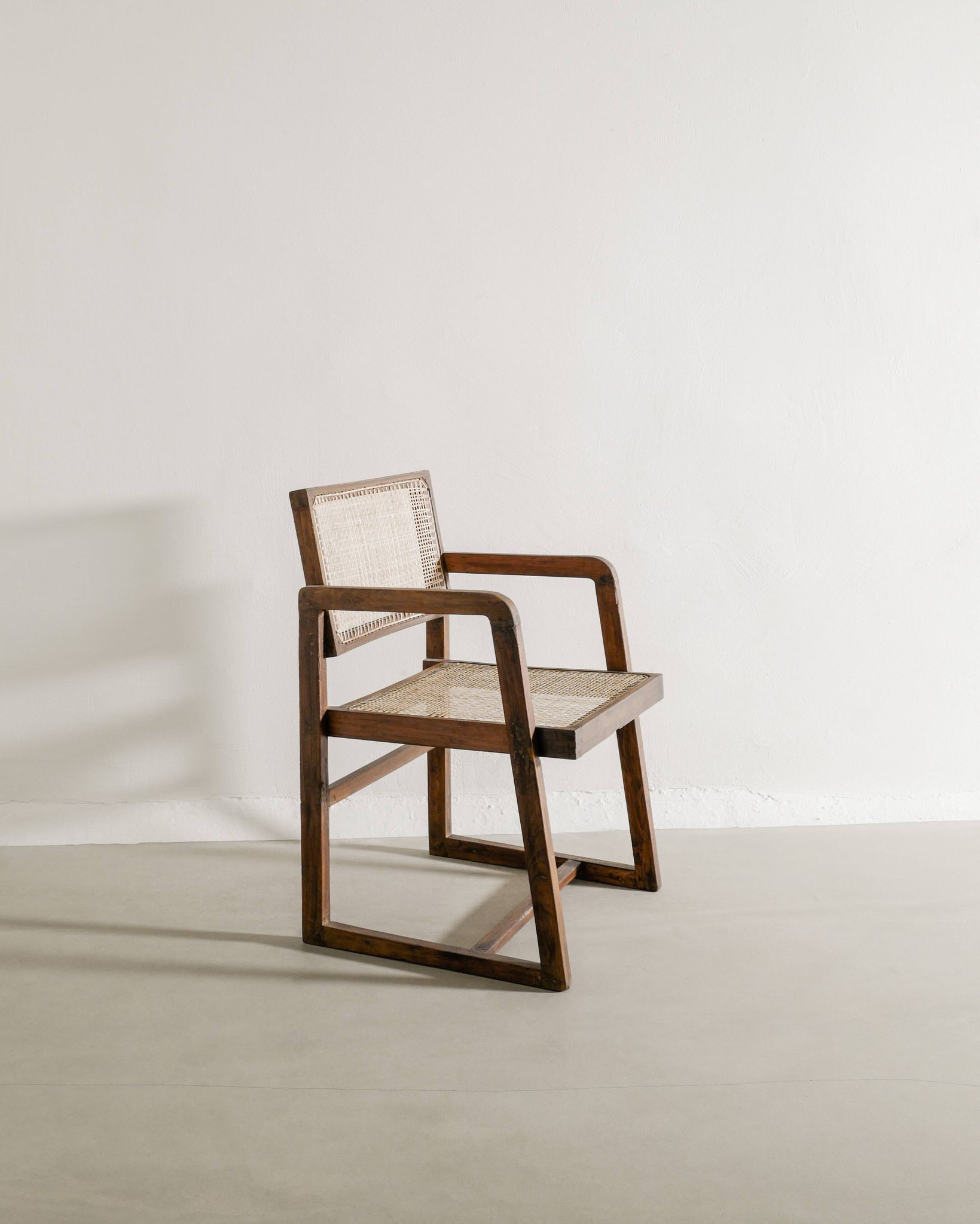 French Mid Century Wooden Box Dining Office Chair Pierre Jeanneret, 1950s