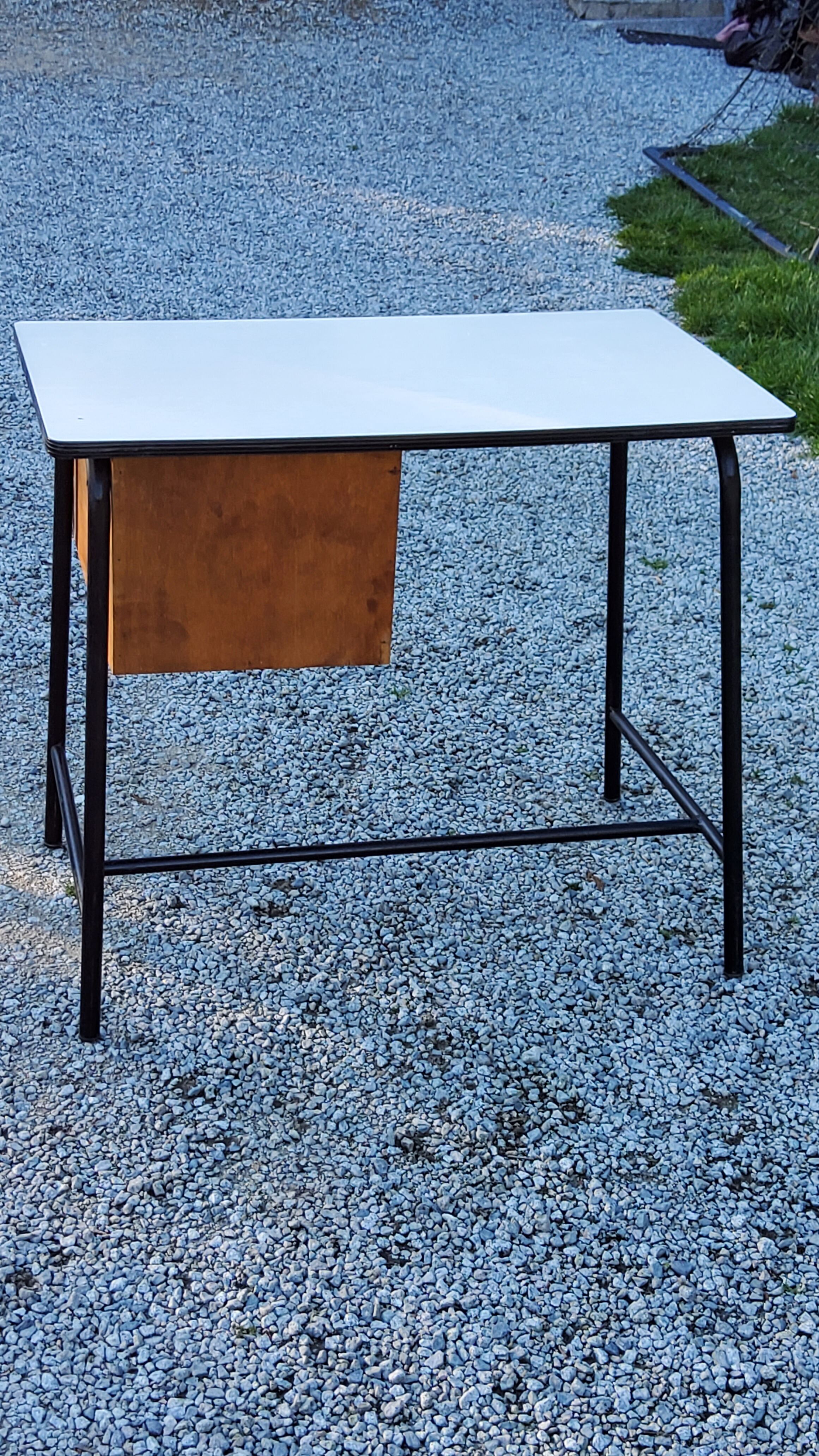 Office of 50/60s in formica base tubes black metal 3 drawers