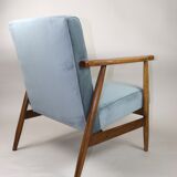 Vintage grey-blue velvet armchair, 1970