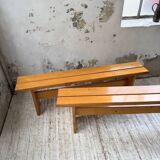 Pair of Charlotte Perriand Les Arcs pine benches