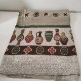 Nappe vintage à décor de poteries stylisées, années 60-70