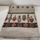 Vintage tablecloth with stylized pottery design, 1960s-70s