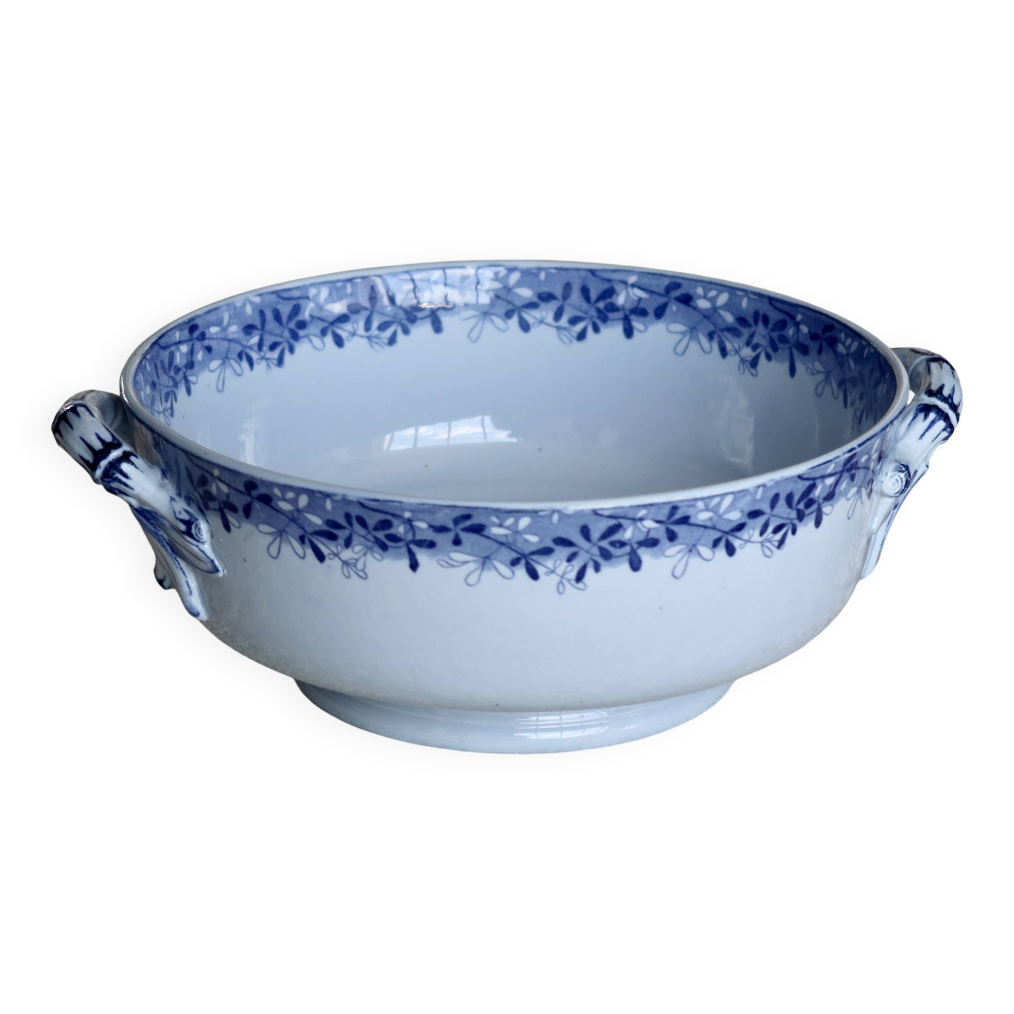 Antique U&C Sarreguemines earthenware salad bowl - Mimosa model