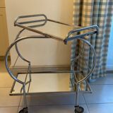 Chromed metal and mirror serving trolley