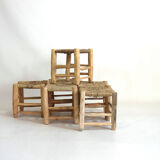 Minimalist stool made of wood and rope