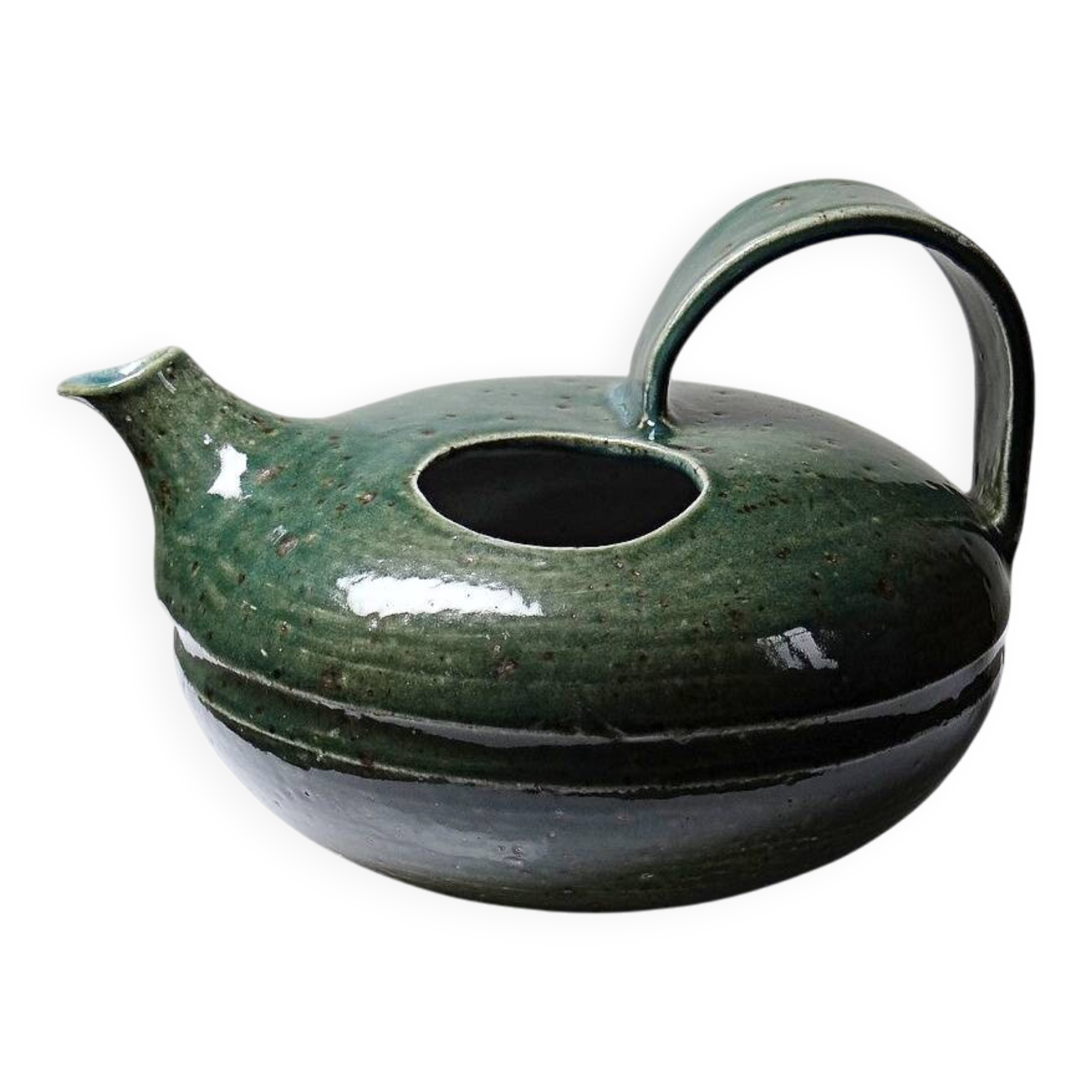 Glazed stoneware jug/pourer/watering can, vintage La Borne craftsmanship.