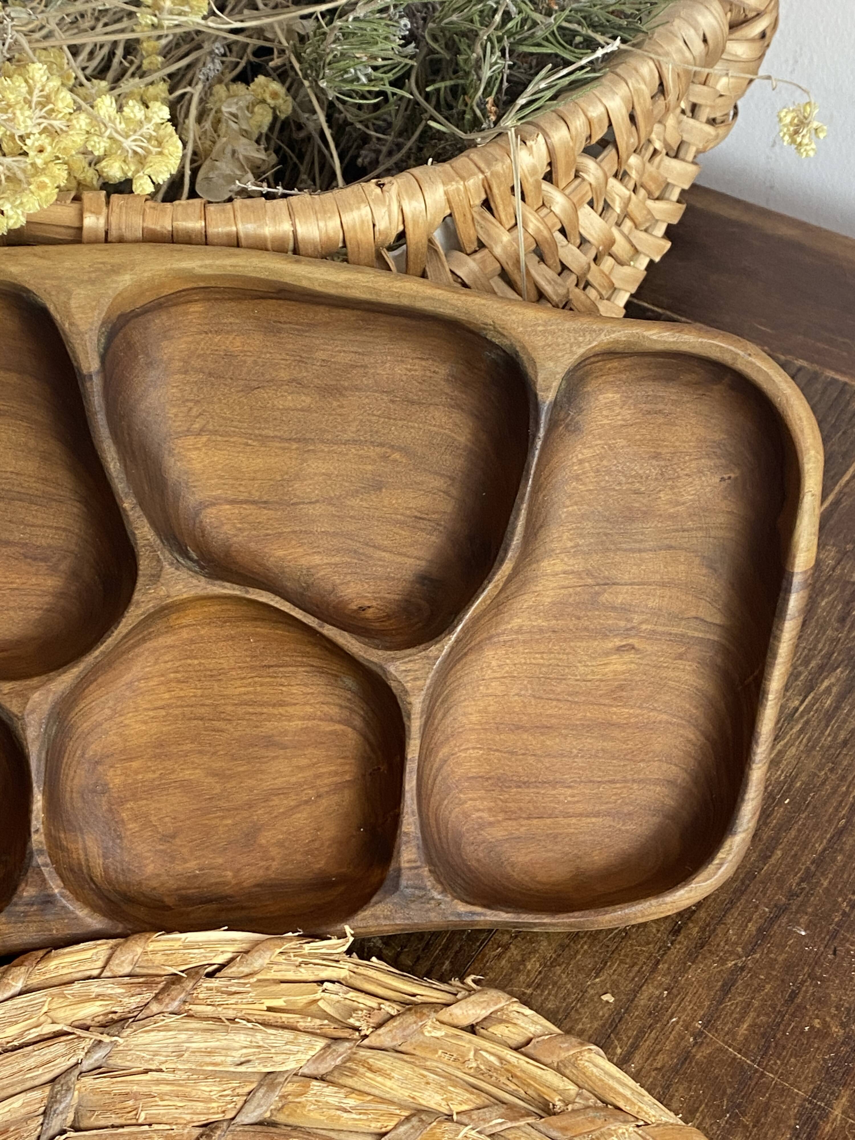 Olive wood platters, in organic shapes.