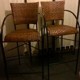 2 tabourets de bar en osier