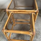 Duo of vintage rattan coffee tables from the 60s-70s