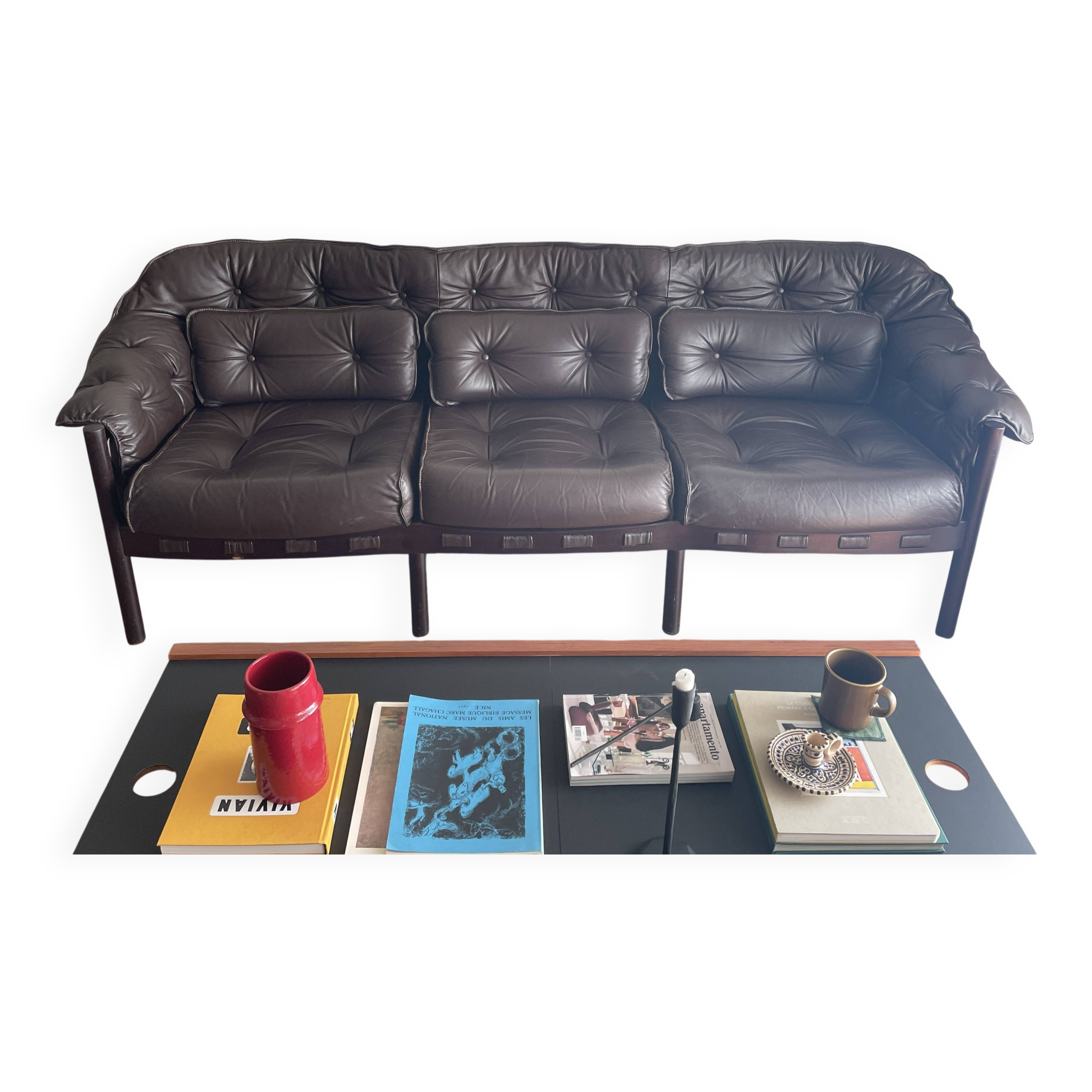 Canapé 3 places en cuir par Arne Norell pour Coja, années 70