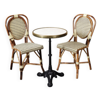 Parisian bistro table and chairs.
