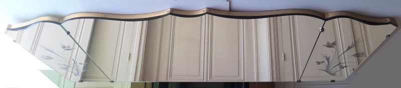 Mirror triptych engraved ancient XX Art Deco 169x75cm