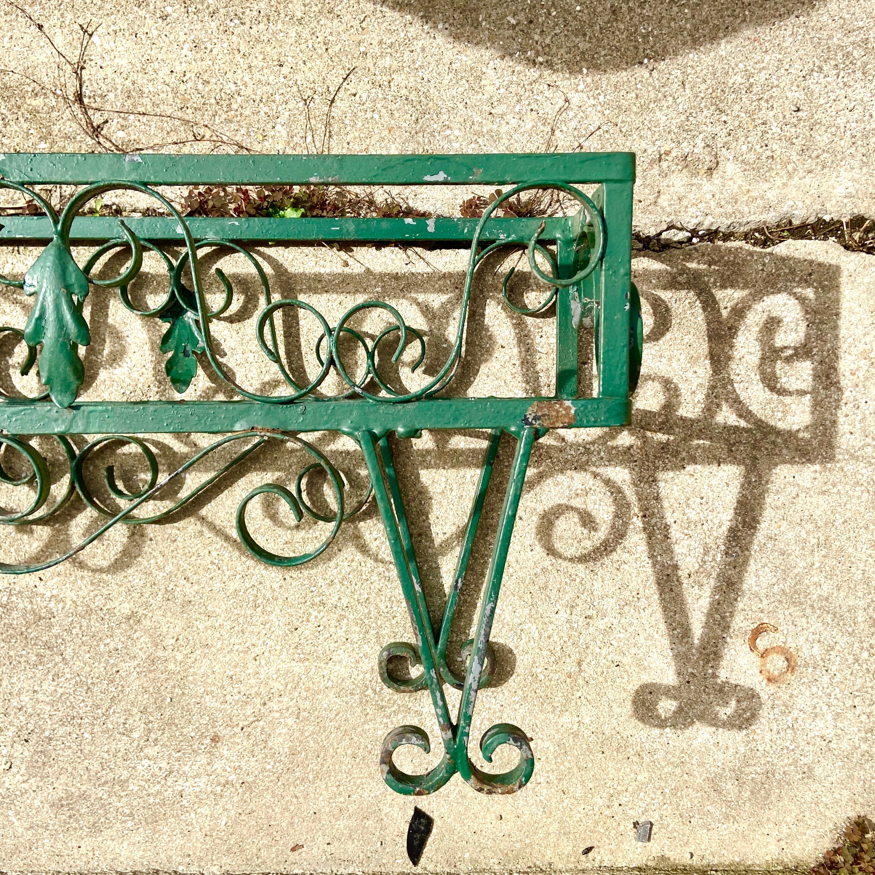 Old double planter in galvanized and painted metal