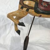 Wooden horse with period ironwork support