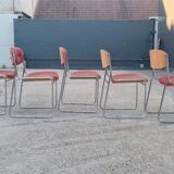 Set of 6 wool and chrome chairs from the 70s