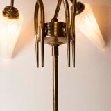 5-branched opaline brass chandelier 60's