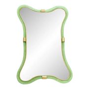 Italian Luxury Green Weathered Murano Glass Mirror with Gold Leaf Torchon