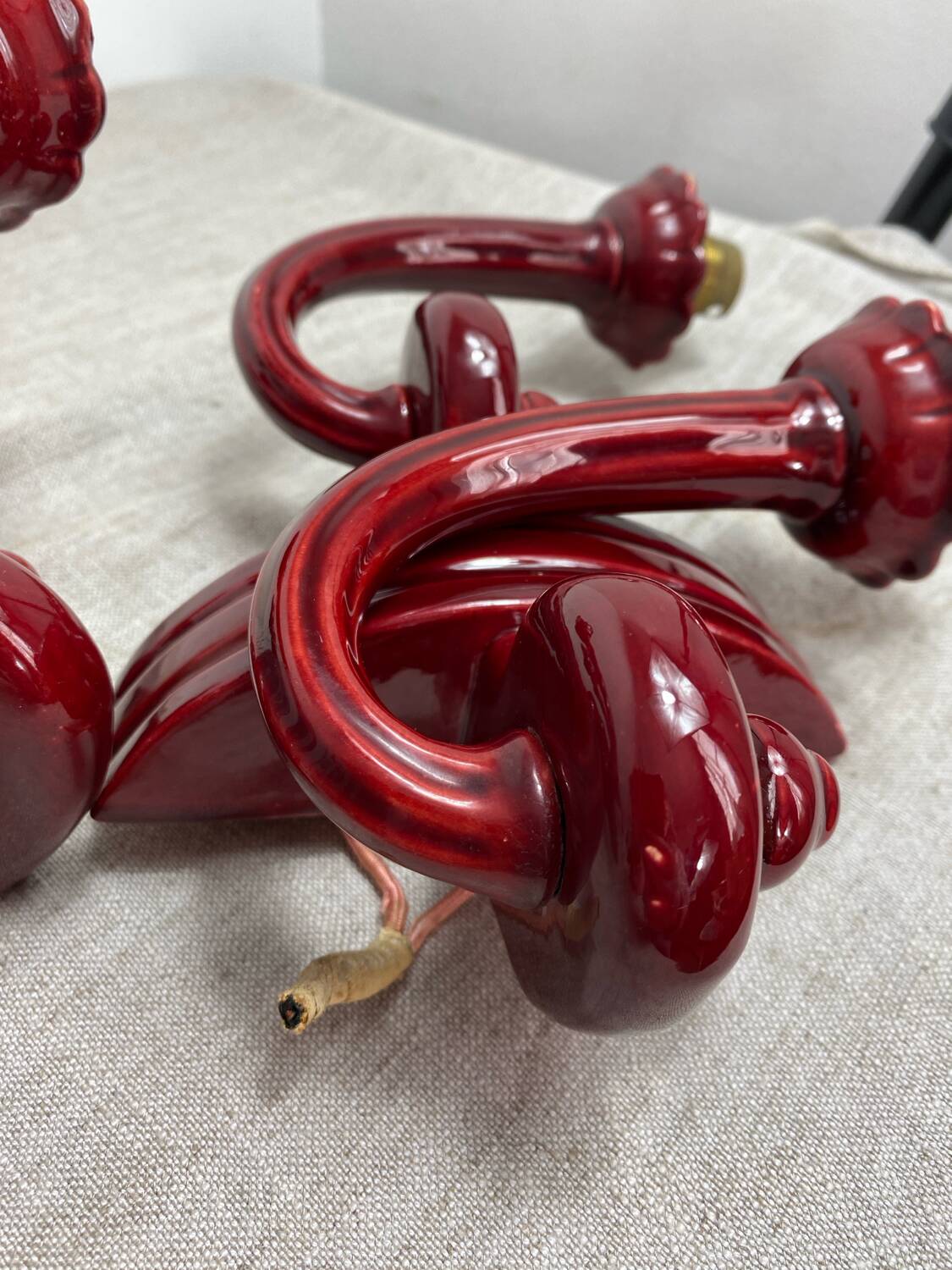 Art Deco ceramic wall lights, adjustable arms