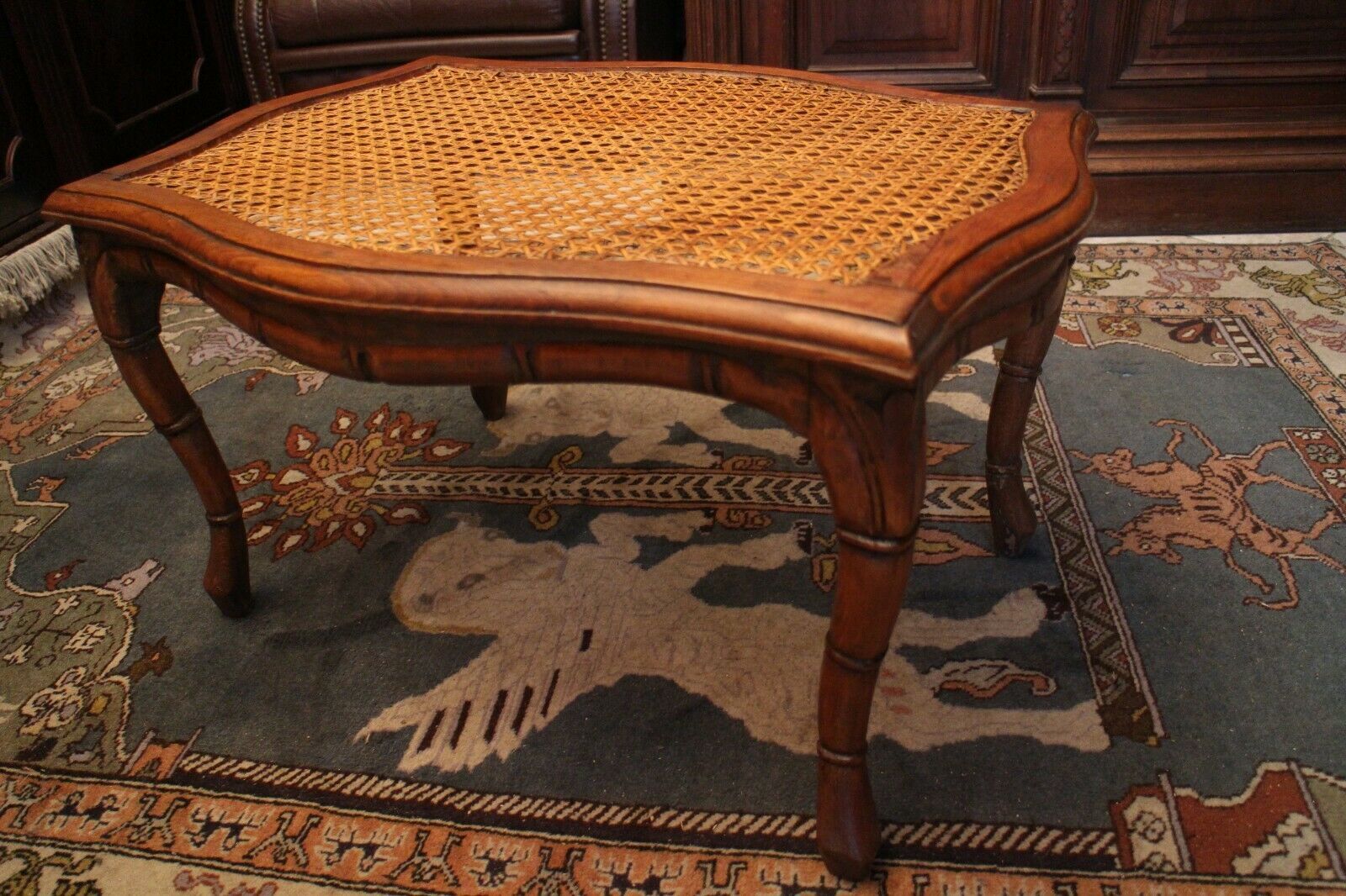 Seating stool styling colonial style solid wood sitting canne late 19th