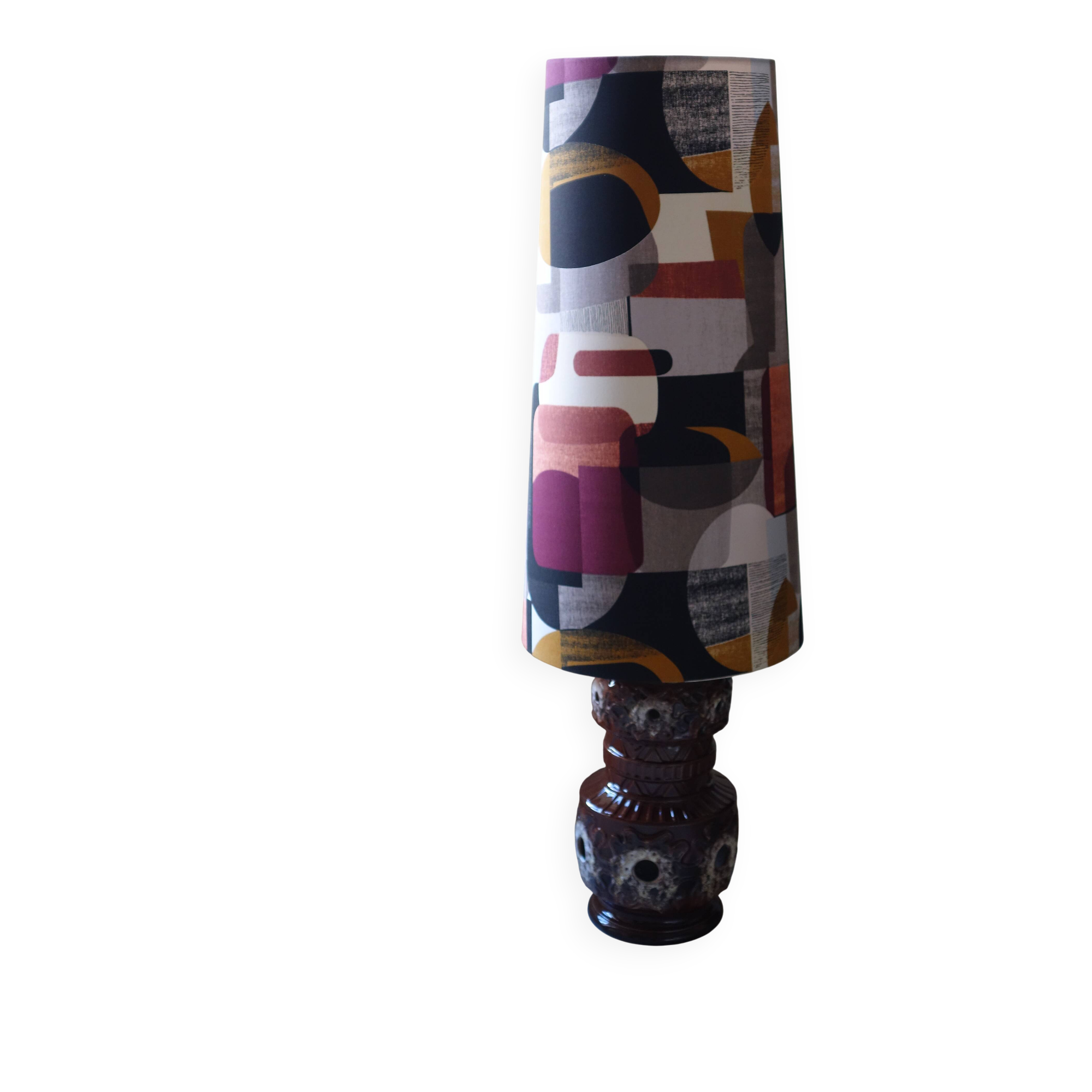 Glazed ceramic lamp from the 1960s/1970s with dual lighting