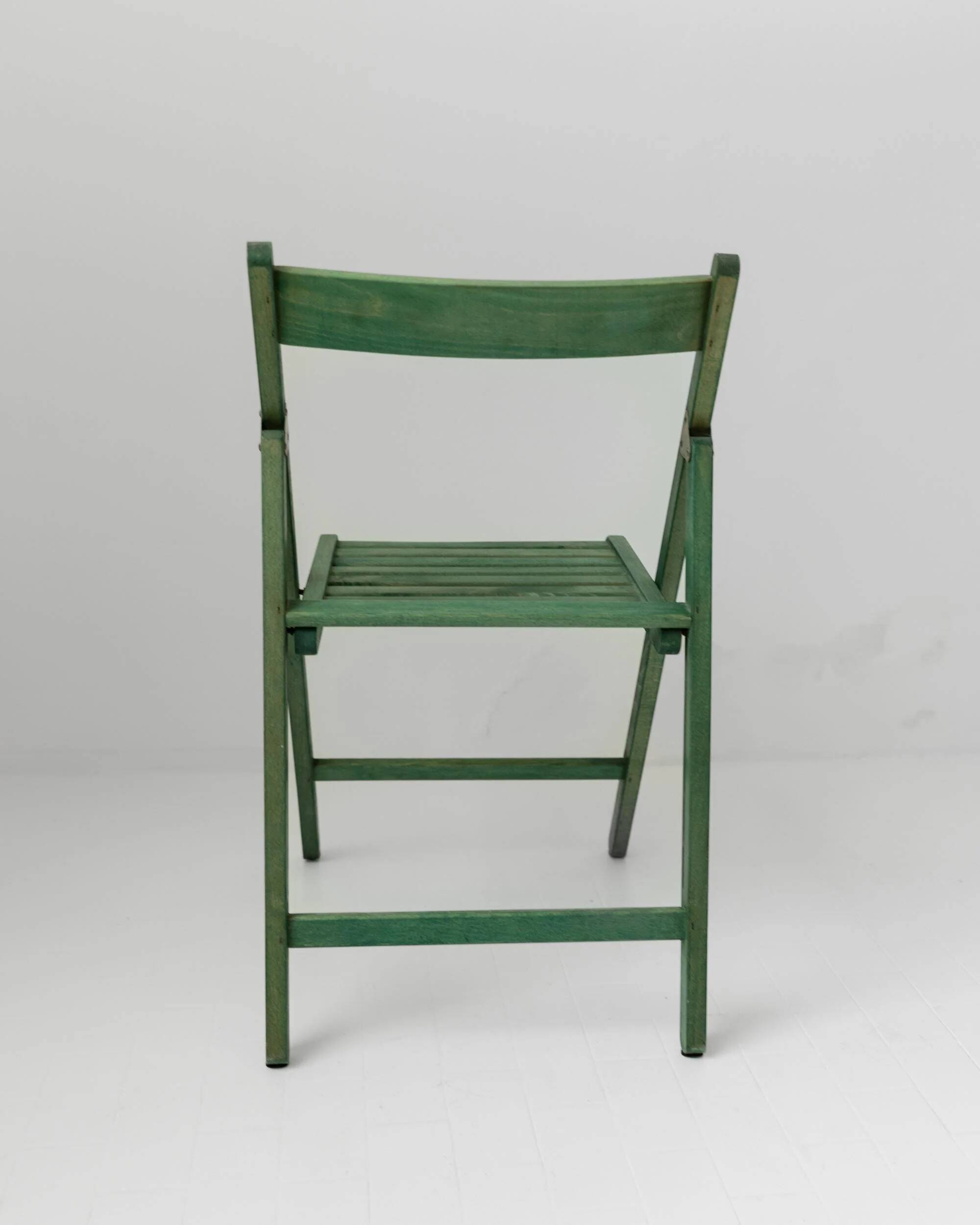 Chaise pliante vintage en bois des années 1970, par Realpina Italie, finition verte