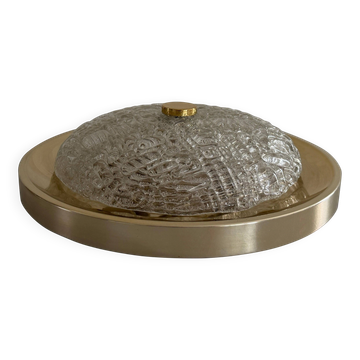 Flush mount in glass and gold metal, 1960s, Germany