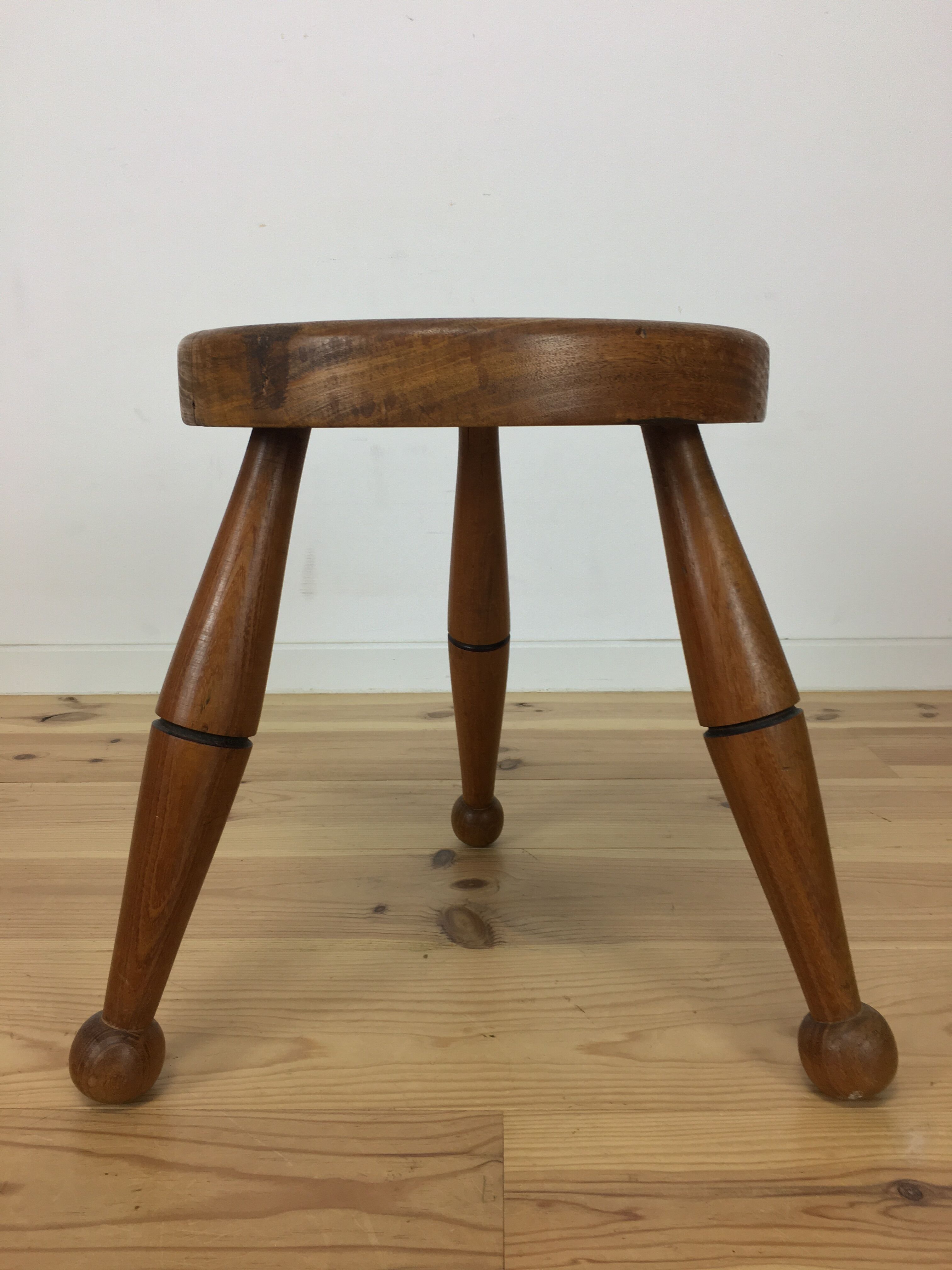 Art deco solid oak tripod stool
