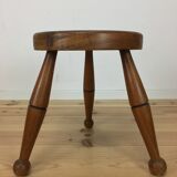 Tabouret tripode chêne massif art déco