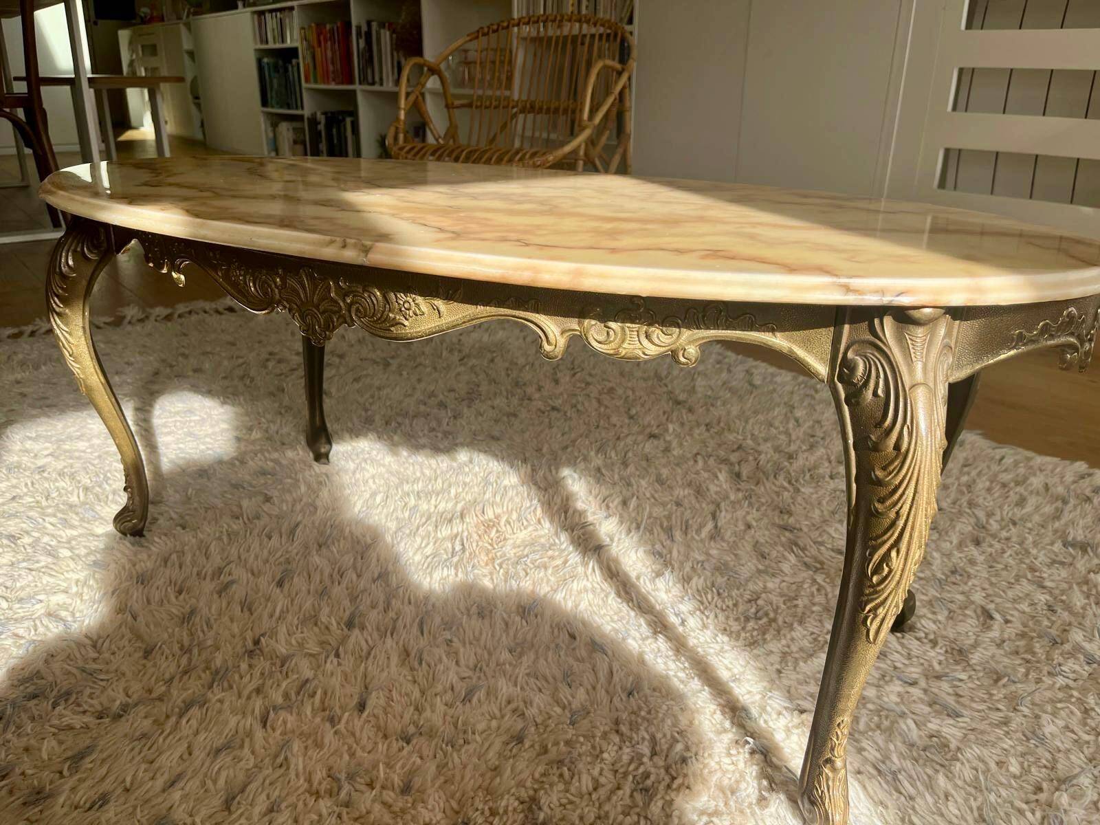 Vintage marble and brass coffee table