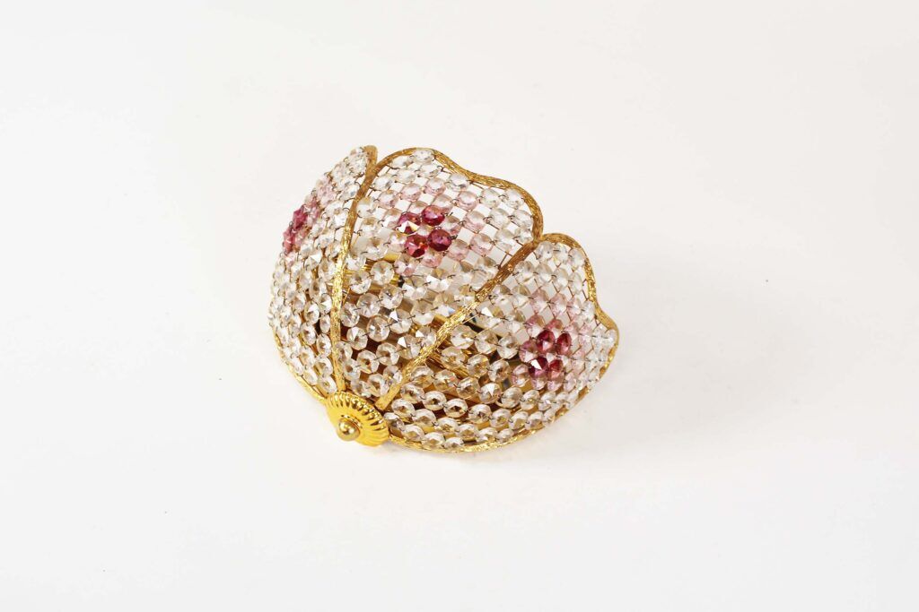 Gilt brass and crystal glass 'basket' wall light by Palwa, Germany 1960s