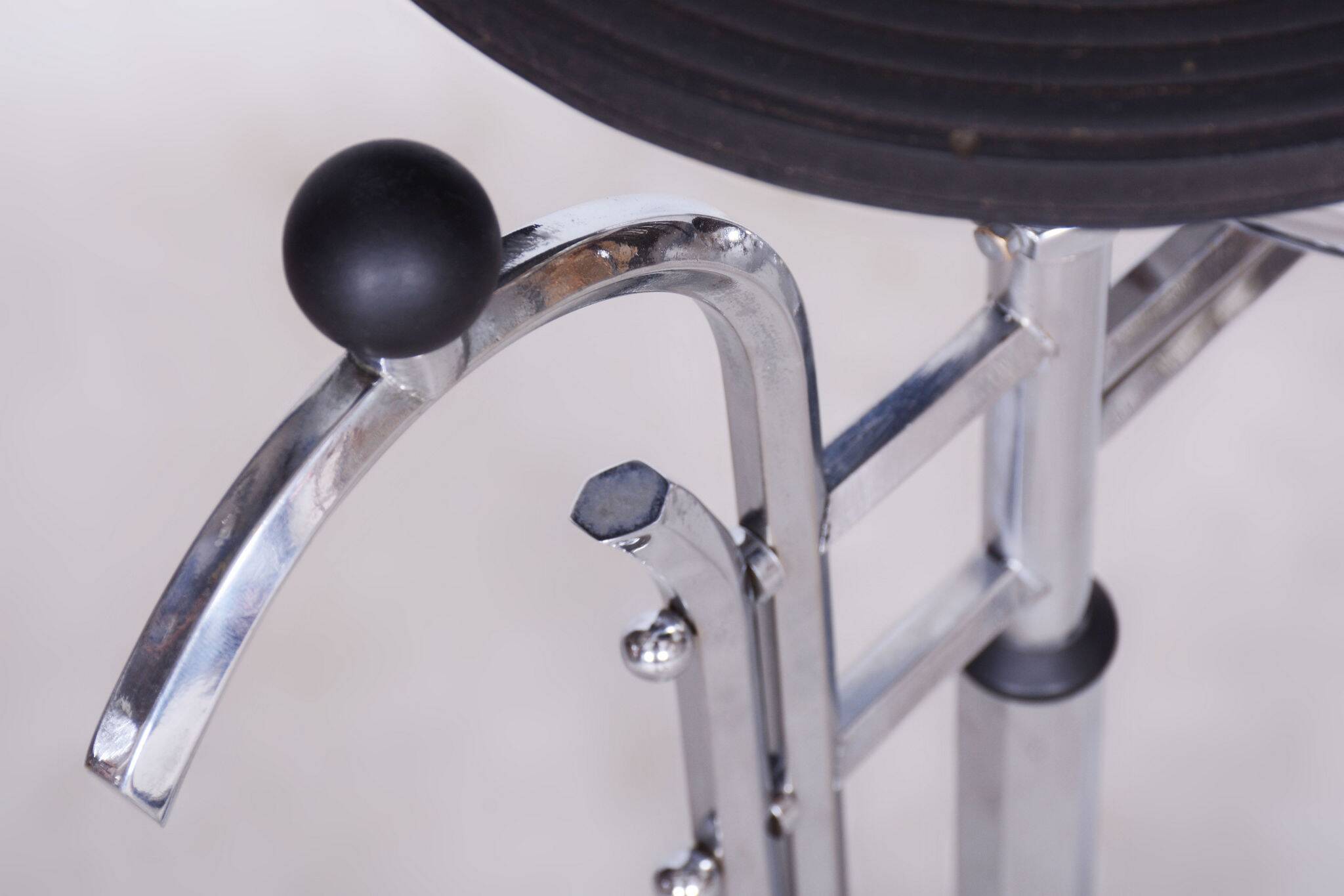Restored Bauhaus Small Table, Unusual Design, Chrome, Bakelit, Germany, 1930s