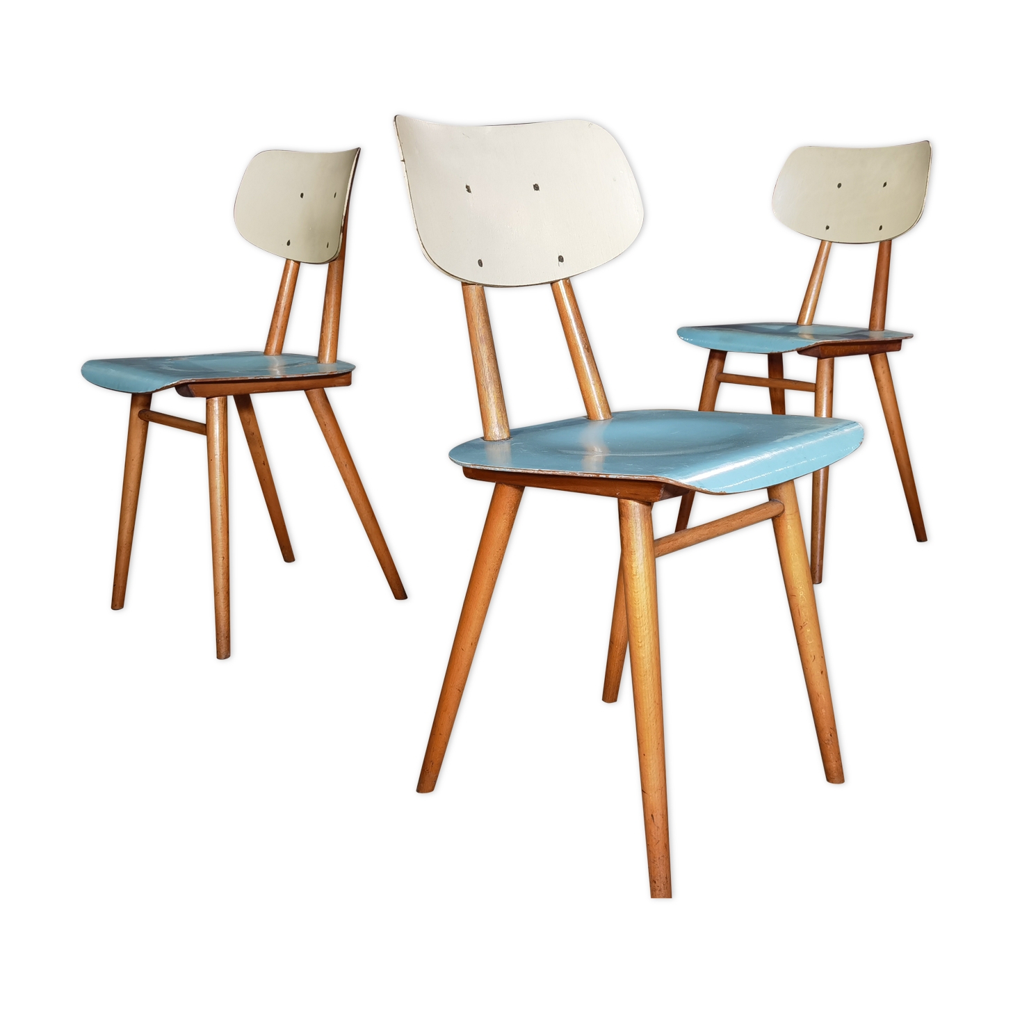 Série de 3 chaises TON 1960