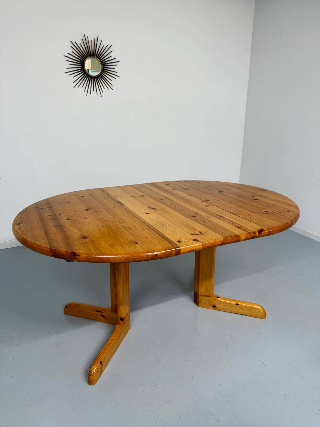 Vintage solid pine table, Scandinavian design by Rainer Daumiller, 1970s
