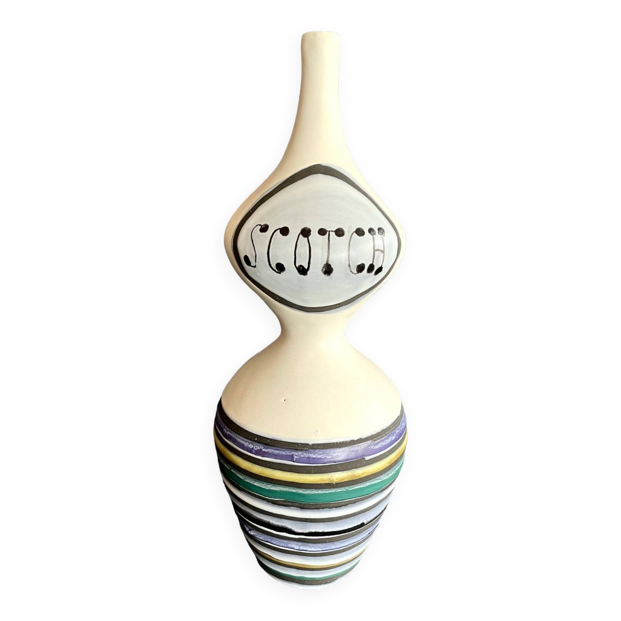 Large earthenware “Scotch” bottle by Roger Capron in Vallauris