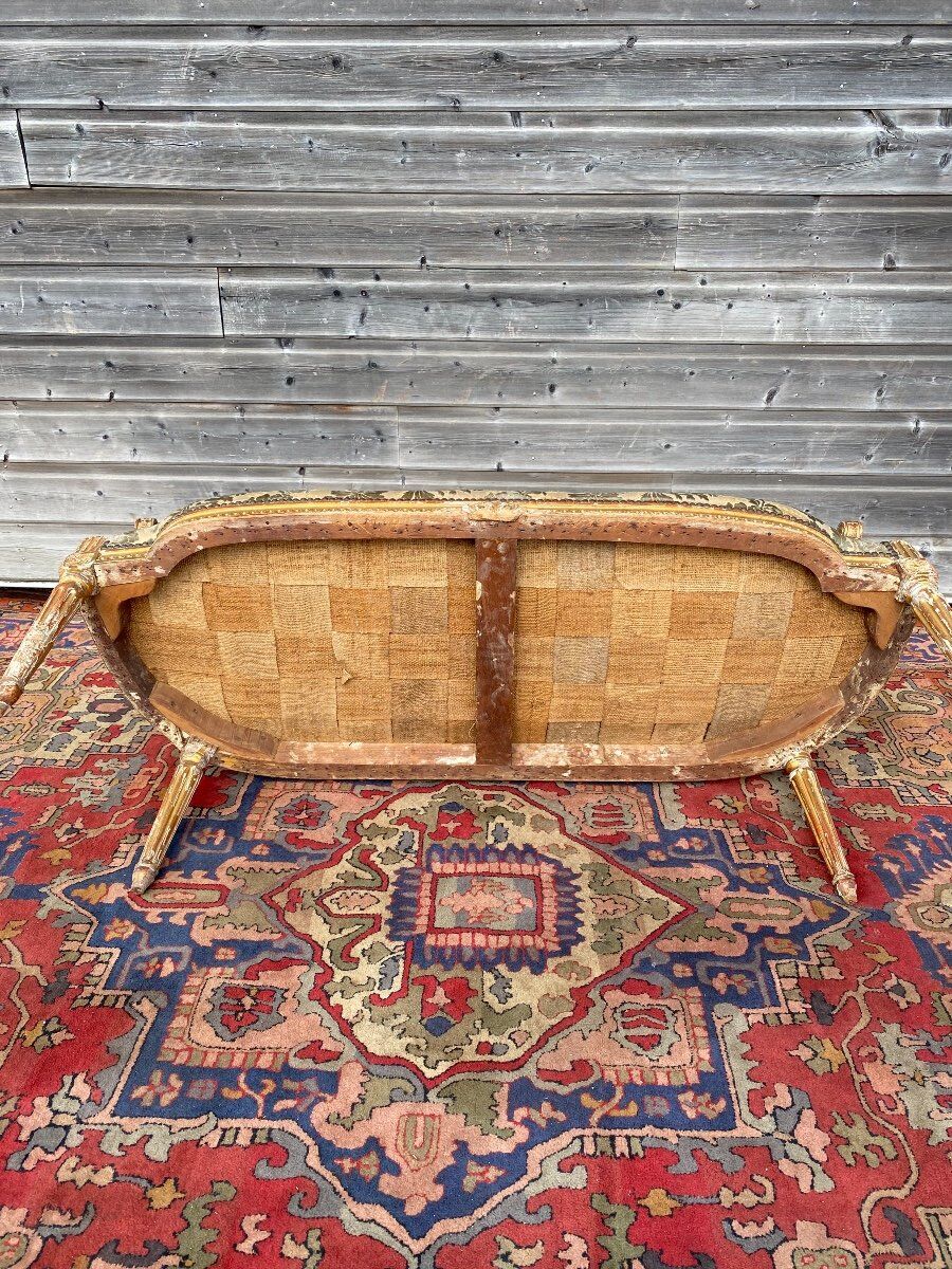 Gilded carved wooden bench louis XV XVIII century