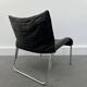 Vintage Mid-Century Scandinavian Modern Black Patchwork Leather Lounge Chair SET From IKEA, 1980s