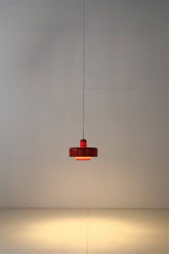 Red “Go-Go” pendant lamp by Dan Heersø for Vitrika / 1970s / Danish modern design