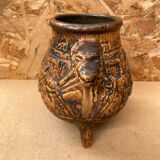 Antique jasba keramik lava pottery vase aztec decor 1970 vintage